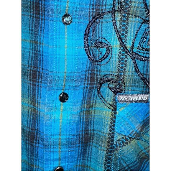 Western Shirt Men XL Pearl Snap Embroidered Rockabilly Rodeo Southern Thread - Picture 4 of 8